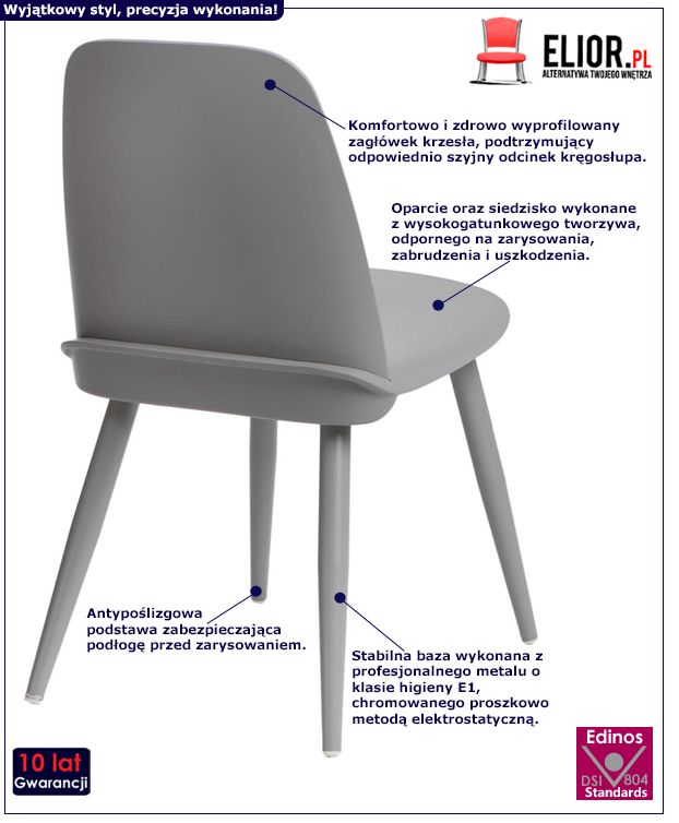 Modne krzesło Ollo - szare