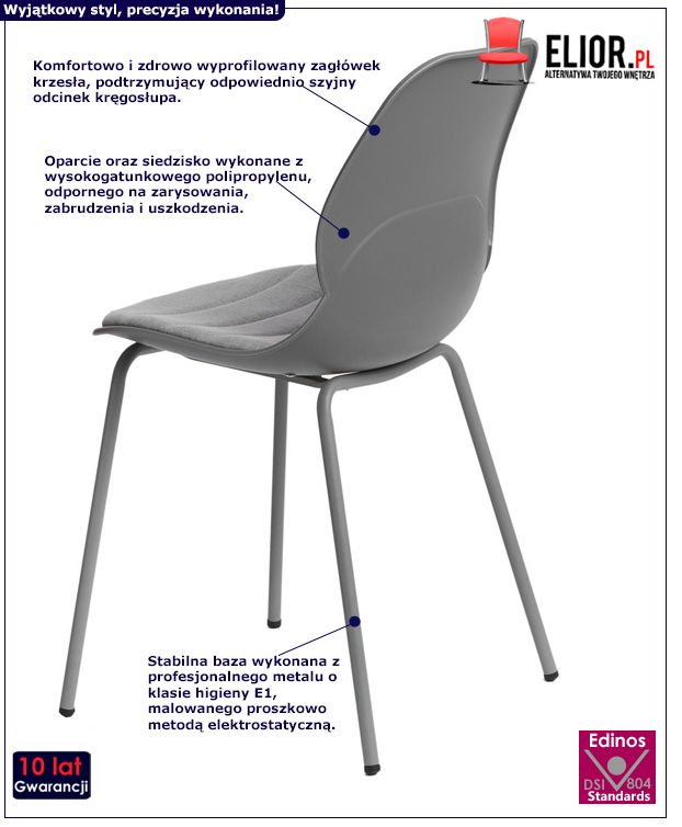 Modne krzesło Tina 2X - szare