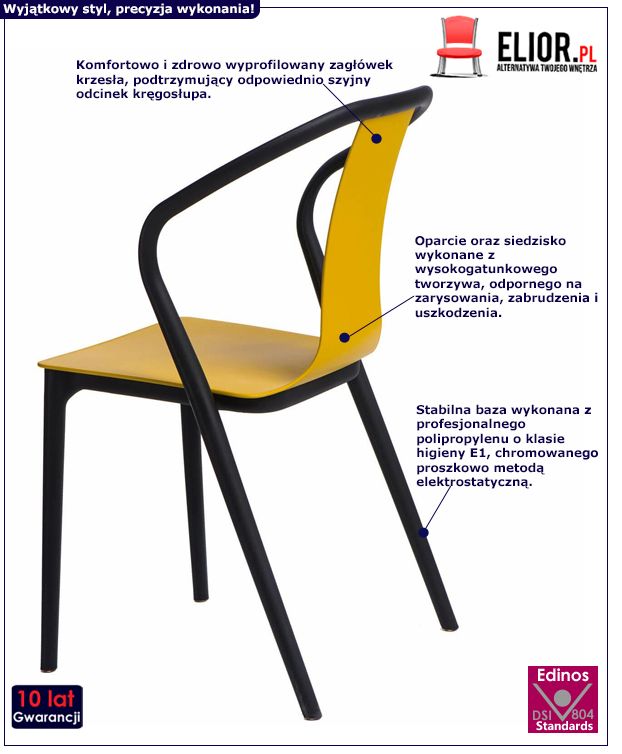 Stylowe krzesło Emeli - żółte
