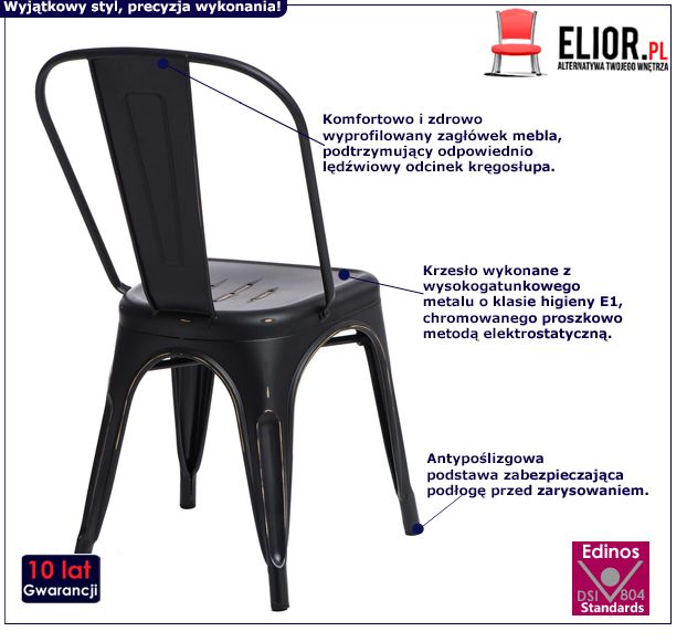 Modne krzesło Kimmi 4X - czarne