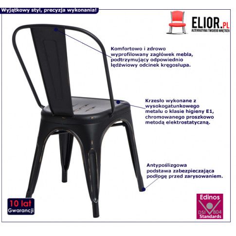 Fotografia Loftowe krzesło Kimmi 4X - czarne z kategorii Krzesła metalowe