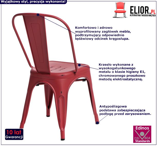 Industrialne krzesło Maye 4X - czerwone