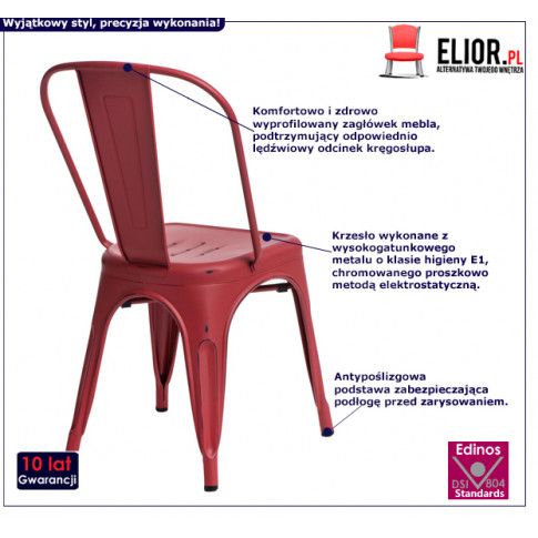 Fotografia Loftowe krzesło Kimmi 4X - czerwone z kategorii Pozostałe krzesła