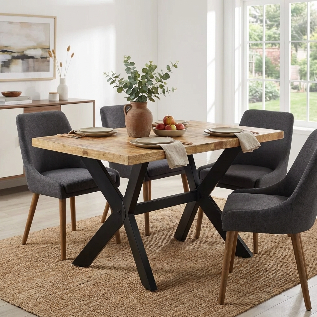 Aranżacja jadalni ze stołem z mango Glefro 3X