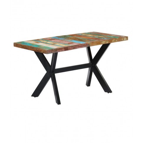 Szczegółowe zdjęcie nr 8 produktu Wielokolorowy stół z drewna odzyskanego – Kalis 3X 