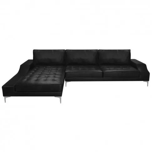 Szczegółowe zdjęcie nr 5 produktu vidaXL Sofa w kształcie L, skóra sztuczna, czarna, XXL, 326x163x83 cm