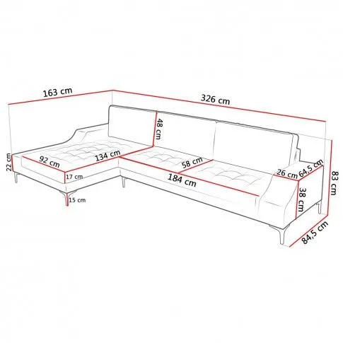 Szczegółowe zdjęcie nr 10 produktu vidaXL Sofa w kształcie L, skóra sztuczna, czarna, XXL, 326x163x83 cm