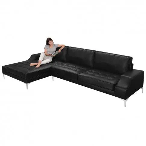 Zdjęcie vidaXL Sofa w kształcie L, skóra sztuczna, czarna, XXL, 326x163x83 cm  | Edinos.pl
