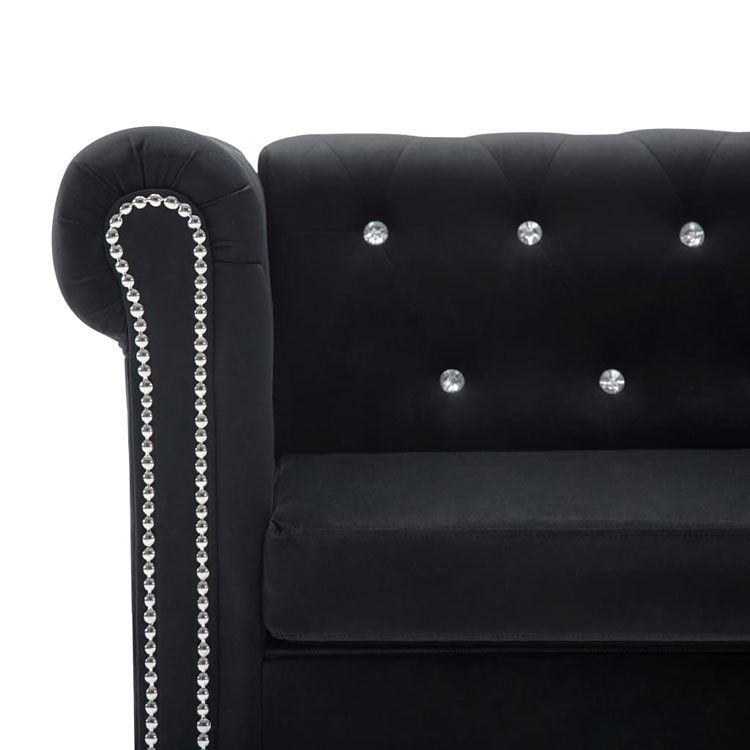 Nowoczesna czarna sofa wysadzana kryształkami Charlotte