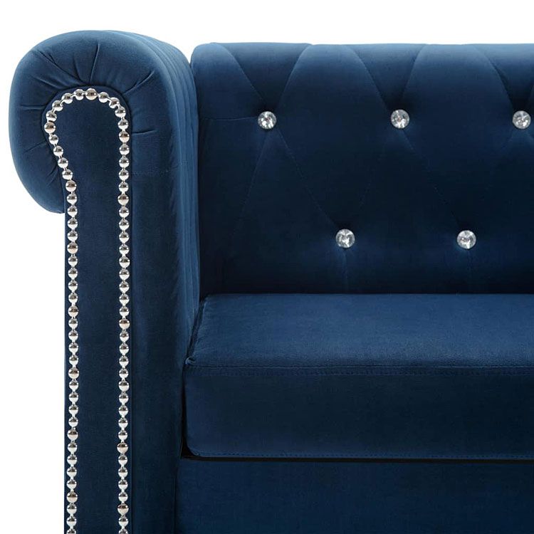 Elegancka granatowa sofa w stylu glamour Charlotte