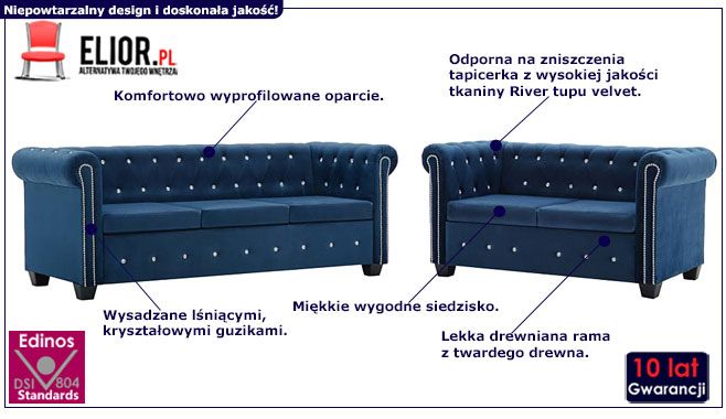 Granatowy zestaw wypoczynkowy Charlotte