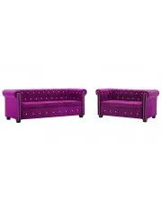 Zestaw wypoczynkowy w stylu chesterfield Charlotte - Purpurowy w sklepie Edinos.pl