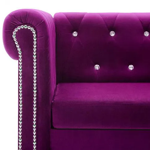 Szczegółowe zdjęcie nr 5 produktu Zestaw wypoczynkowy w stylu chesterfield Xavier - Purpurowy