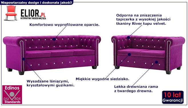 Zestaw wypoczynkowy w stylu glamour Charlotte