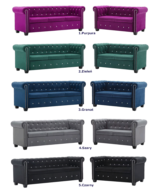 Komplet wypoczynkowy w stylu glamour Xavier purpura