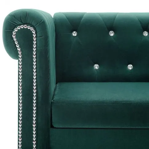 Szczegółowe zdjęcie nr 5 produktu Zestaw wypoczynkowy w stylu glamour Xavier - Zielony