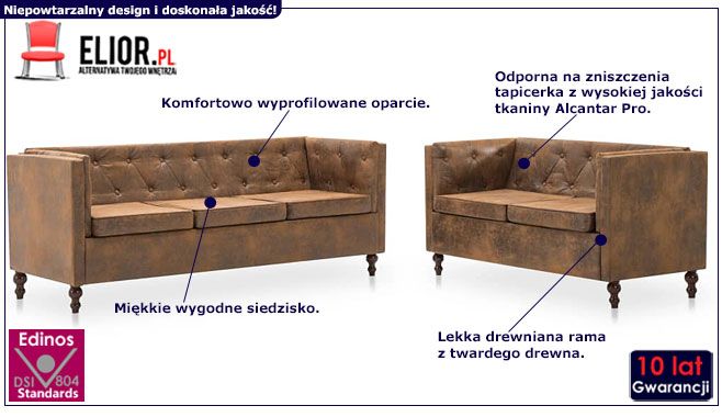 Nowoczesny brązowy zestaw wypoczynkowy Ikseros 4S
