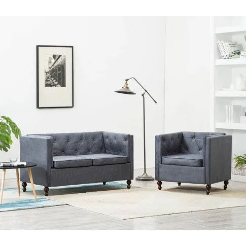 Szczegółowe zdjęcie nr 5 produktu Zestaw wypoczynkowy w stylu chesterfield Ikseros 3X - Szary