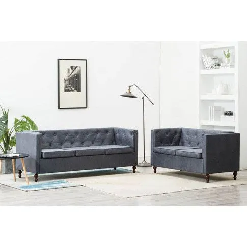 Szczegółowe zdjęcie nr 5 produktu Zestaw wypoczynkowy w stylu chesterfield Ikseros 4X - Szary