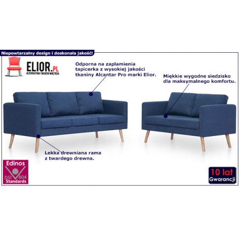 Fotografia Komplet 2 sof wypoczynkowych Bailey - Niebieski z kategorii Salon