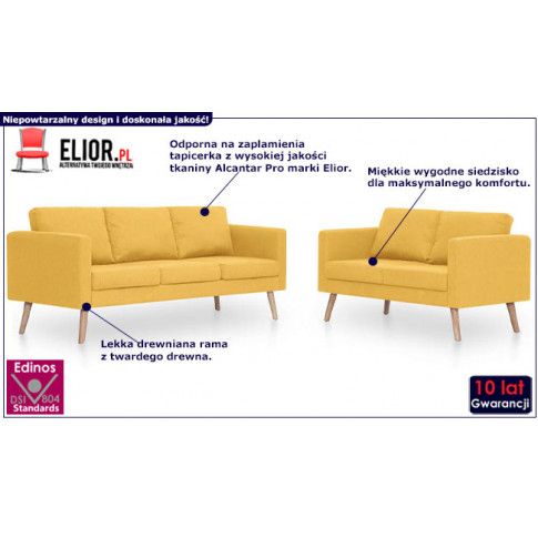 Fotografia Komplet 2 sof wypoczynkowych Bailey -  Żółty z kategorii Komplety mebli
