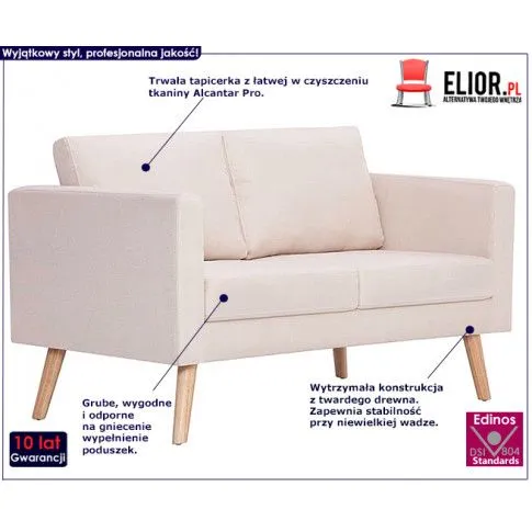 Zdjęcie dwuosobowa kanapa Imex 2X, kolor kremowa | Edinos.pl