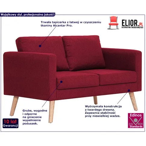 Zdjęcie dwuosobowa kanapa Imex 2X, kolor czerwony | Edinos.pl