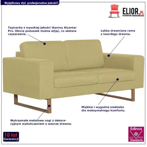 Szczegółowe zdjęcie nr 8 produktu Elegancka dwuosobowa sofa Williams 2X - zielona