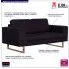 Szczegółowe zdjęcie nr 7 produktu Elegancka dwuosobowa sofa Williams 2X - czarna