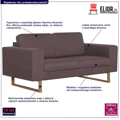 Szczegółowe zdjęcie nr 8 produktu Elegancka dwuosobowa sofa Ladi 2X - taupe