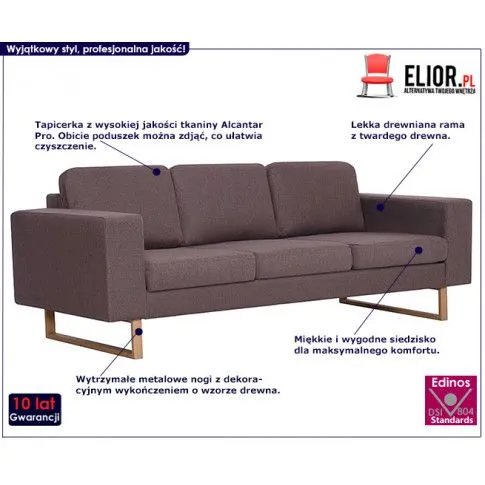 Szczegółowe zdjęcie nr 8 produktu Elegancka trzyosobowa sofa Ladi 3x -  taupe
