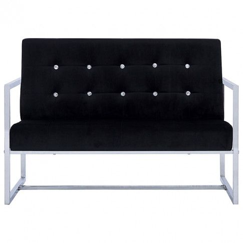 Fotografia Zgrabna 2-osobowa sofa Mefir - aksamit, czarna z kategorii Salon