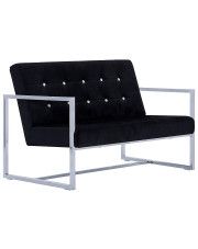 Zgrabna 2-osobowa sofa Mefir - aksamit, czarna w sklepie Edinos.pl