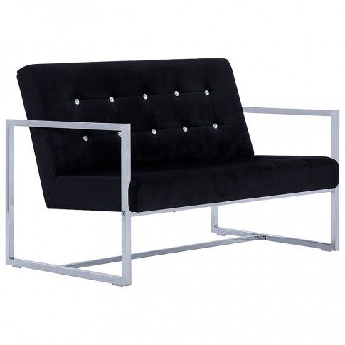 Zdjęcie produktu Zgrabna 2-osobowa sofa Mefir - aksamit, czarna.