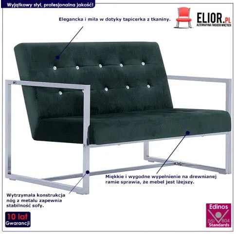 Szczegółowe zdjęcie nr 8 produktu Zgrabna 2-osobowa sofa Aparro - ciemnozielona