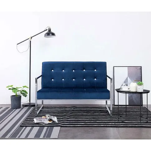 Szczegółowe zdjęcie nr 8 produktu Granatowa sofa 2-osobowa - Mefir