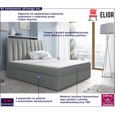 Kontynentalne łóżko z pojemnikiem 140x200 Lando