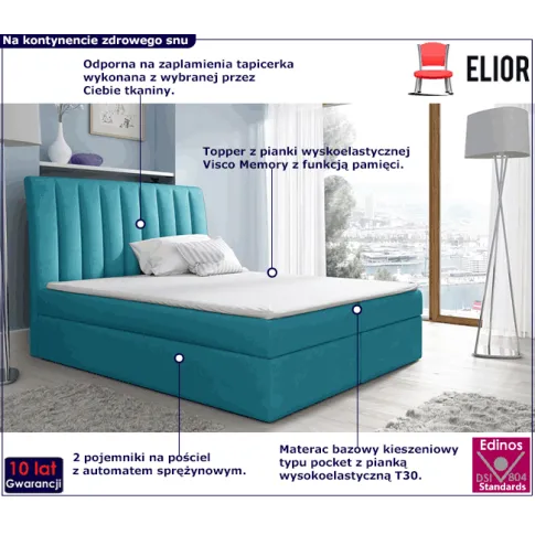 Kontynentalne łóżko z pojemnikiem 160x200 Lando