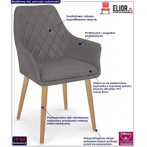 Fotografia Tapicerowane krzesło pikowane Xurof 2X - popielate z kategorii Strona główna