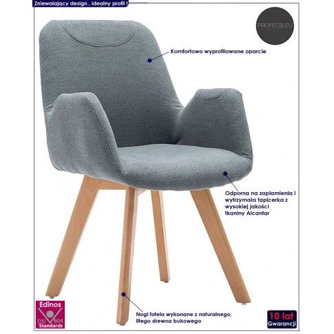 Fotografia Fotel wypoczynkowy do salonu Kubrys - popielaty z kategorii Fotele wypoczynkowe