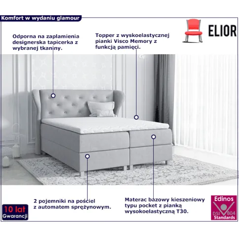 Kontynentalne łóżko z pojemnikiem 120x200 Lilly