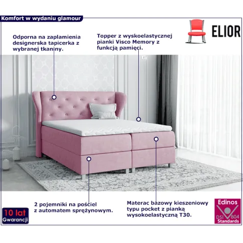 Kontynentalne łóżko z pojemnikiem 140x200 Lilly