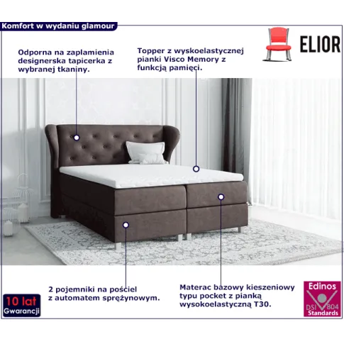 Kontynentalne łóżko z pojemnikiem 180x200 Lilly