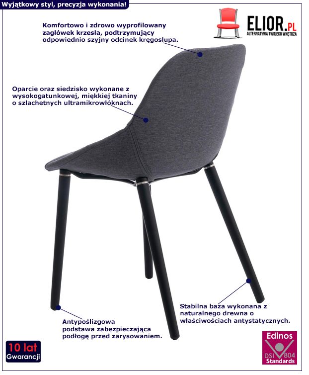 Tapicerowane krzesło Gixo - ciemnoszare