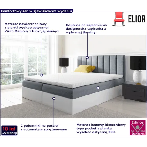 Kontynentalne łóżko ze schowkiem na pościel Passio