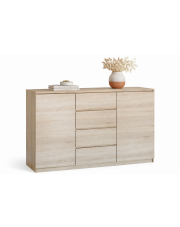 Komoda na ubrania z szufladami i 2 szafkami dąb sonoma - Diegi 2X w sklepie Edinos.pl