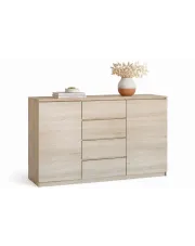Komoda na ubrania z szufladami i 2 szafkami dąb sonoma - Diegi 2X w sklepie Edinos.pl