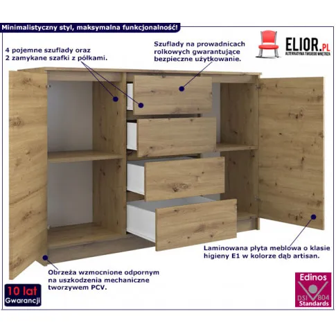 Fotografia Skandynawska komoda dąb artisan - Diegi 2X z kategorii Komody