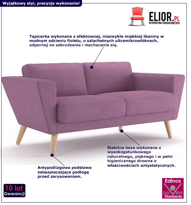 Vintage sofa Rubo - jasnofioletowa