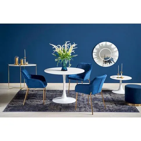 Zdjęcie okrągła biała ława do salonu Metris | Edinos.pl